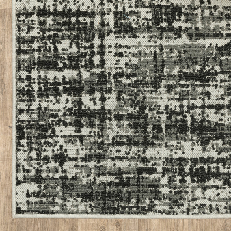 Tapis intérieur / extérieur noir / gris clair Belden, Rectangle 5 pi 3 po x 7 pi 3 po