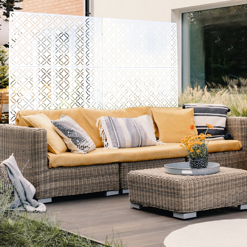 Écran d'intimité extérieur et intérieur en métal H 76 po l - blanc Ps107, Blanc