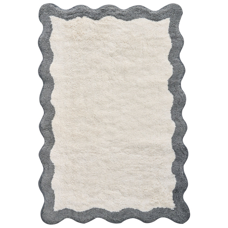 Cotton Non-Slip Bath Mat, Beige/Grey, 90cm L x 60cm W