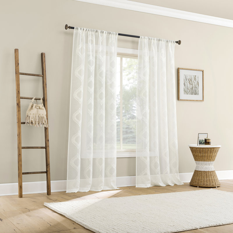 Panneau de rideau transparent avec passe-tringle Ravenna, Blanc, L 50 po x L 84 po