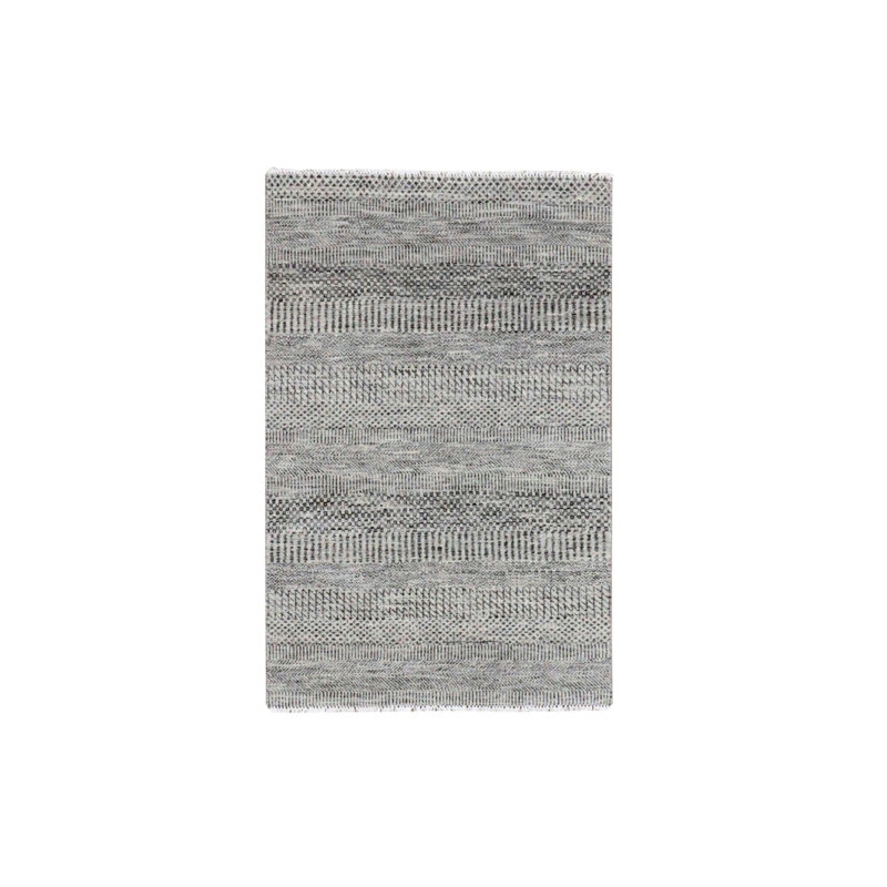 Tapis oriental rectangulaire gris en laine noué à la main 3 pi 0 po x 4 pi 9 po - MOA10279577, Rectangle 3 pi x 4 pi 9 po