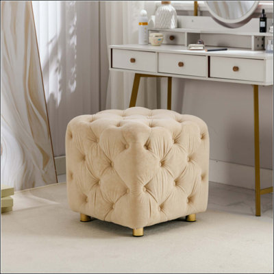 Repose-pieds rembourré en velours moderne, petite table de bout exquise, repose-pieds moelleux, fauteuil de maquillage, siège confortable pour le salon, la chambre à coucher et l'entrée