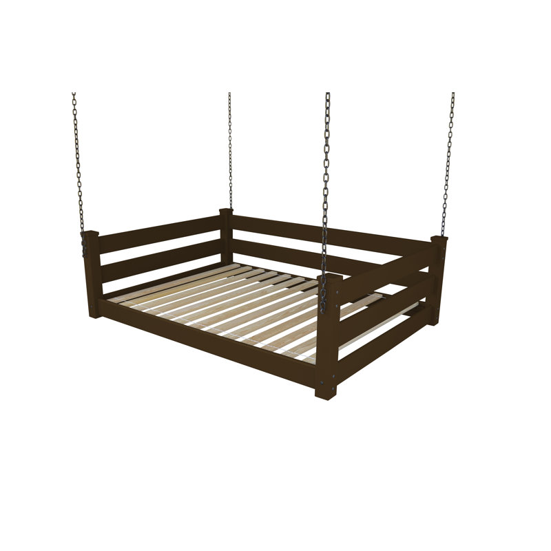 Adrow Solid Wood Hanging Daybed, Coffee, Full/Double