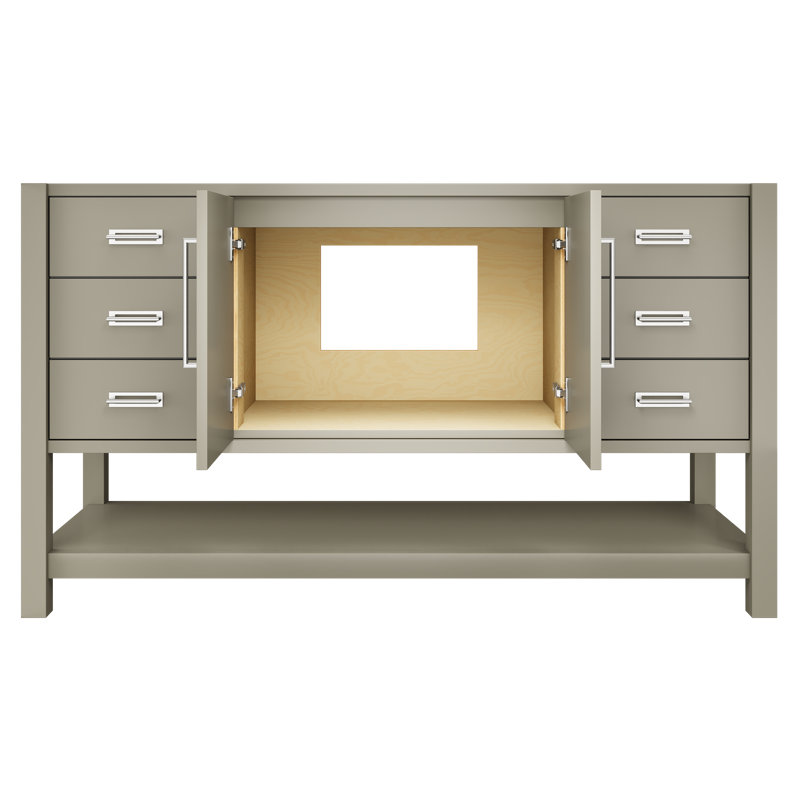 Kiawah Single Extra Wide Bath Vanity, French Olive, 60", Polished Chrome