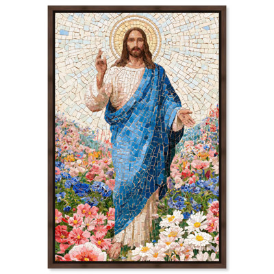 «Jesus in the Blooming Meadow», reproduction d'art sur toile encadrée Vittorio