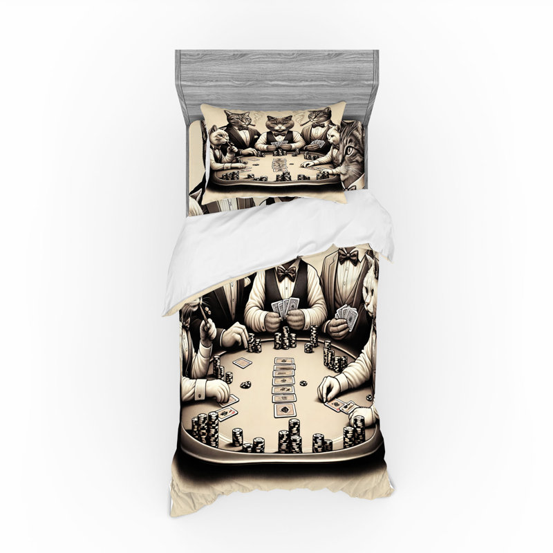 Ensemble de literie pour chat Ambesonne et ivoire taupe foncé, Housse de couette simple + 6 pièces supplémentai