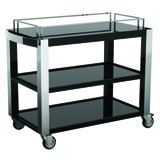 Trolley "Dallas Chic", Glossy, Lacquered Laminated Panel With S/S Legs, Black L: 41" W: 22-1/2" H: 32-3/4"
