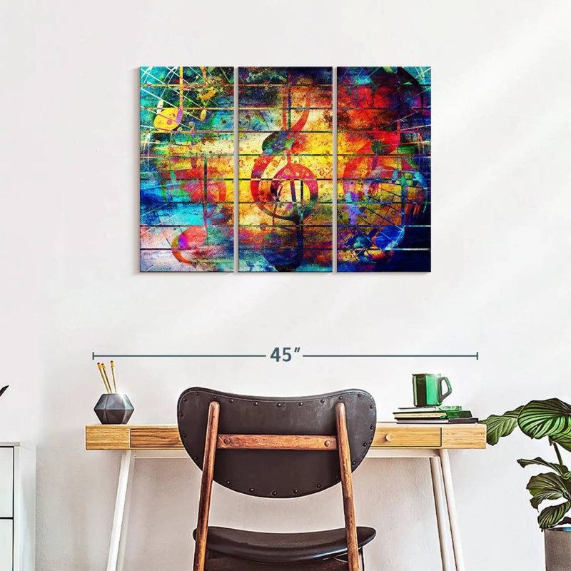 Ensemble de musique abstraite sur toile 3 pièces, H 24 po x l 38 po x P 1,25 po