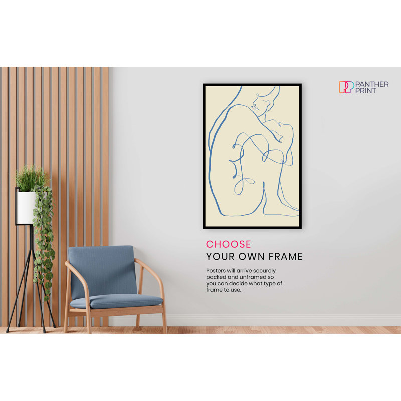 Line Art Woman Down Illustration - No Frame Print, 46cm H x 31cm W x 0.5cm D