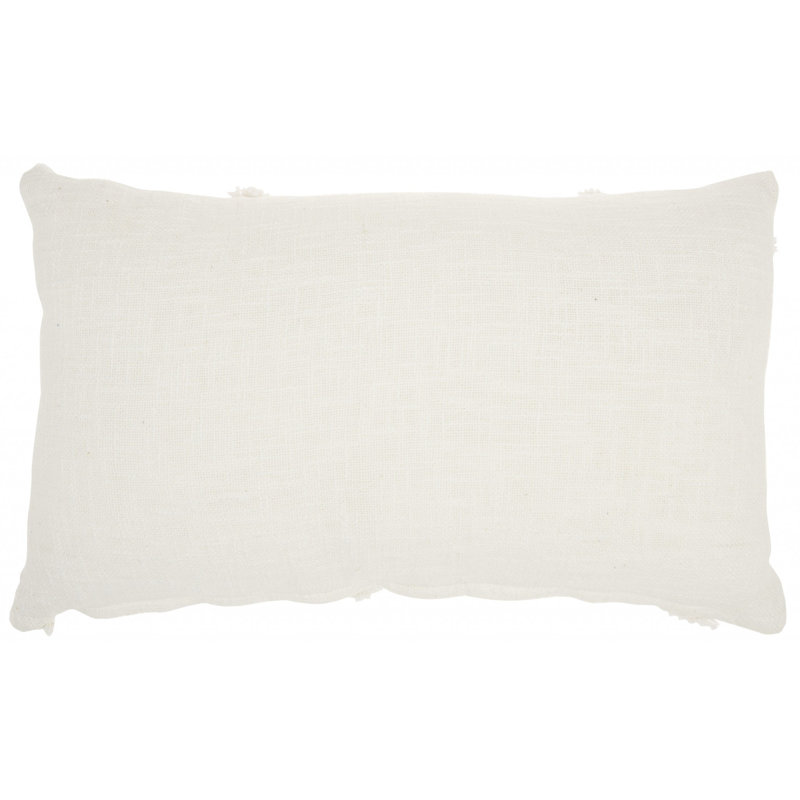 Coussin lombaire abstrait à poils longs, Blanc