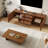 Mid-Century Modern TV Stand & Coffee Table Set, 71" Wood Media Console with Storage, 47" Low Coffee Table, 2-Piece Living Room Furniture Combo