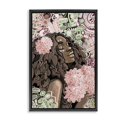 Expressive Patterned Woman Floater Canvas by Justin Copeland