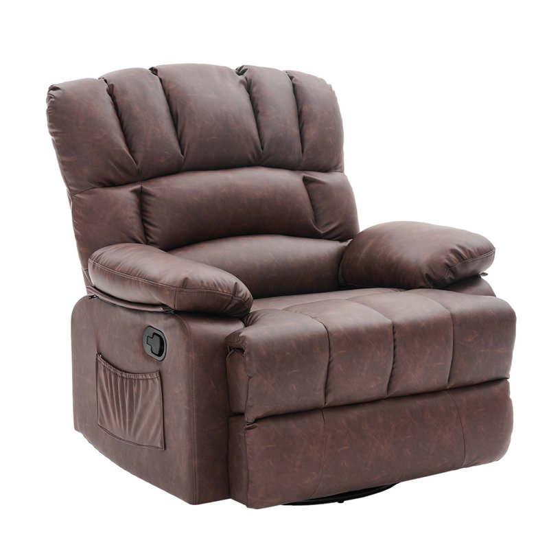 39.7"  Wide Modern and Soft Swivel and Rocker Manual Recliner Chair, Teal Chenille