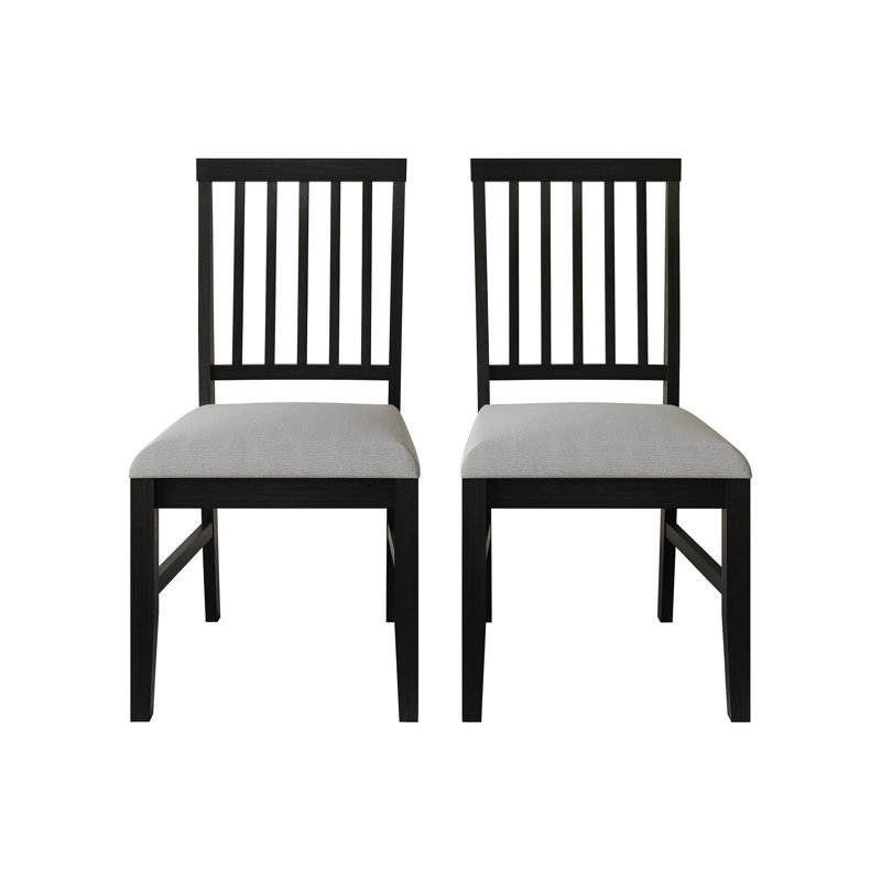 Wooden Dining Chair With Warm Grey Cover, Black