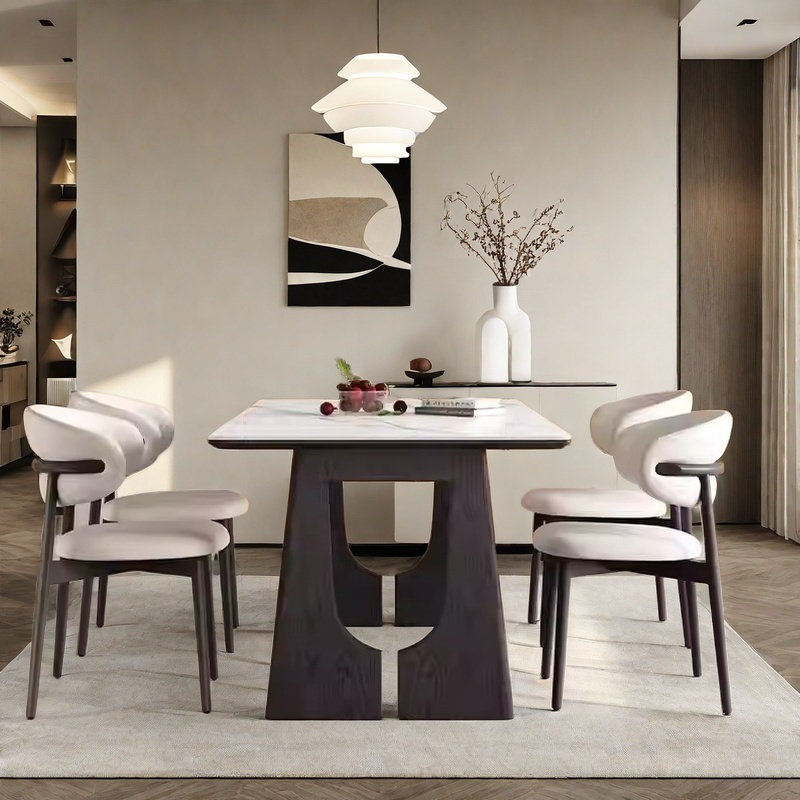 Ancient style modern simple home table and chair, 29.5"H x 55.1"L x 31.4"W, Black