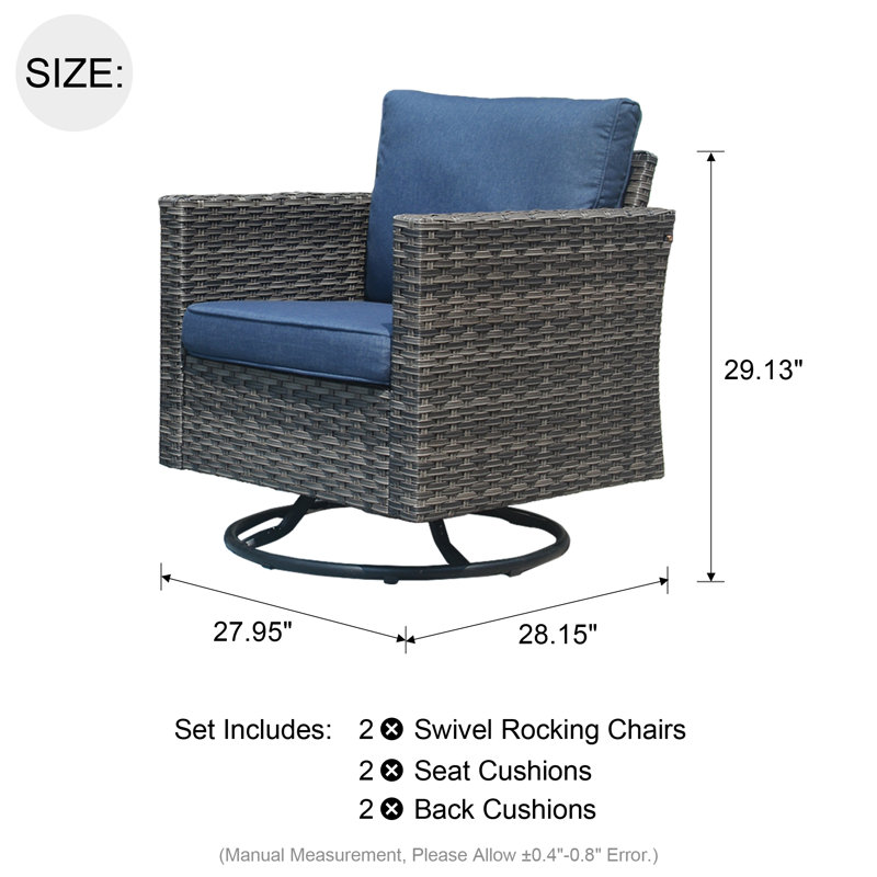 Osorio Swivel Wicker Outdoor Lounge Chair, Denim Blue