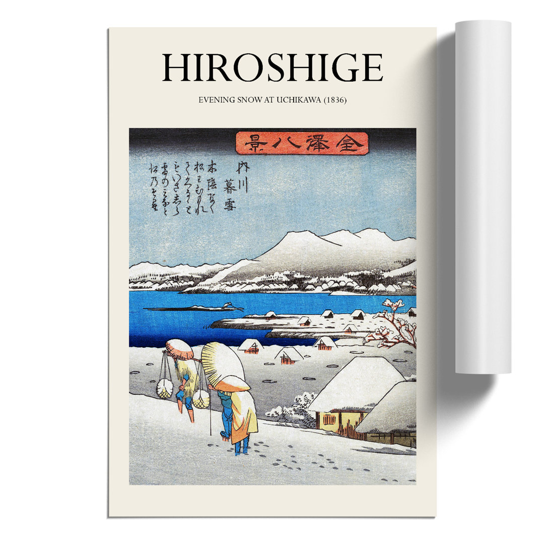 Evening Snow at Uchikawa Print by Utagawa Hiroshige - Frameless Print