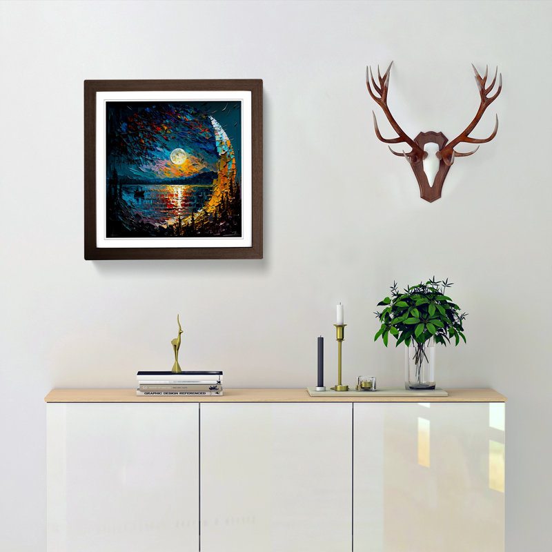 Moon Palette Knife No.1 - Single Picture Frame Print on Wood, Walnut