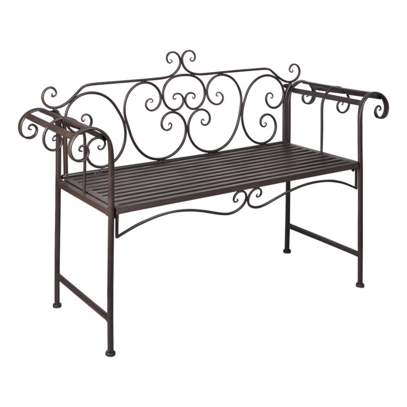Congo Metal Outdoor Bench, Antique Brown