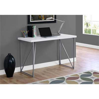 Computer Desk, Home Office, Laptop, 48"L, Work, Metal, Laminate, White, Grey, Contemporary, Modern by Ebern Designs