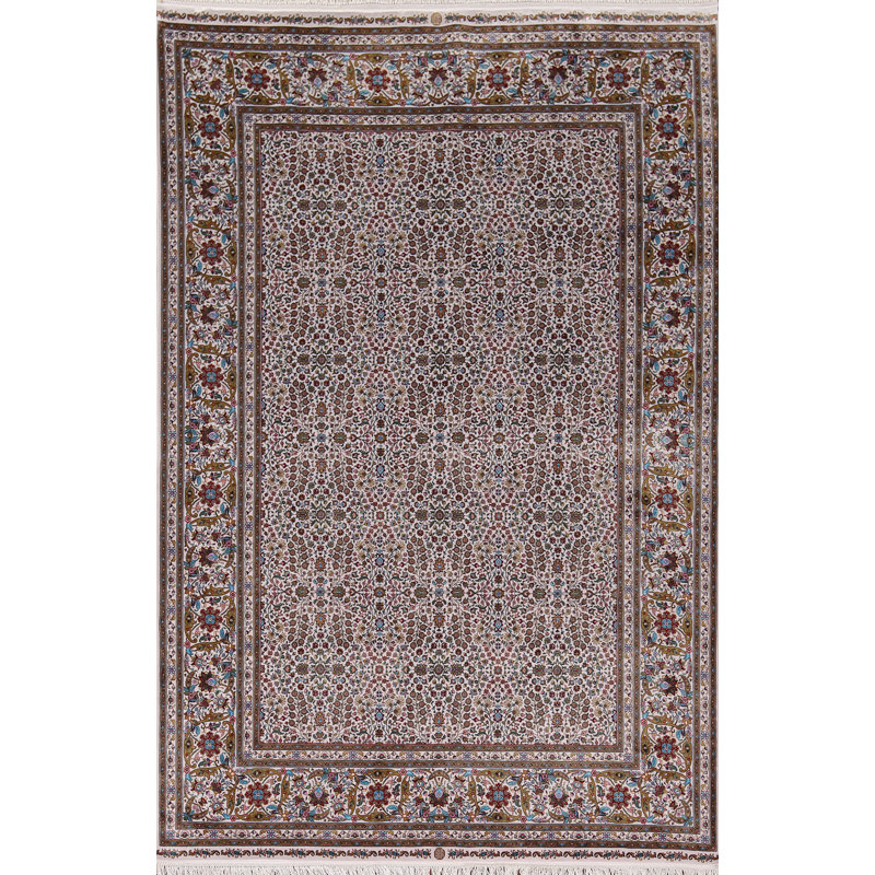 Tapis traditionnel turc à motif floral 5 x 8