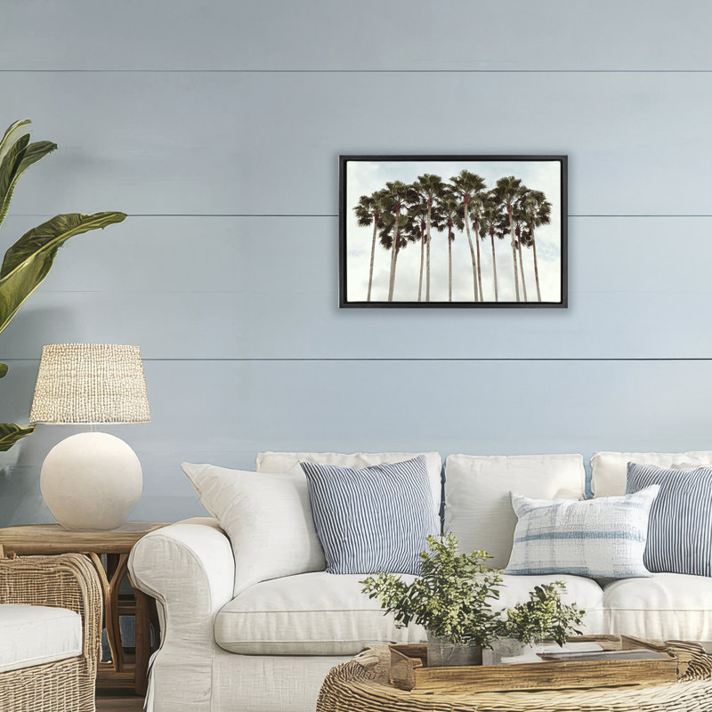 Cadre flottant Surfs Up Beach Palms, design par Natalie Carpentieri, Cadre flottant noir de jais, H 17 po x l 25 po