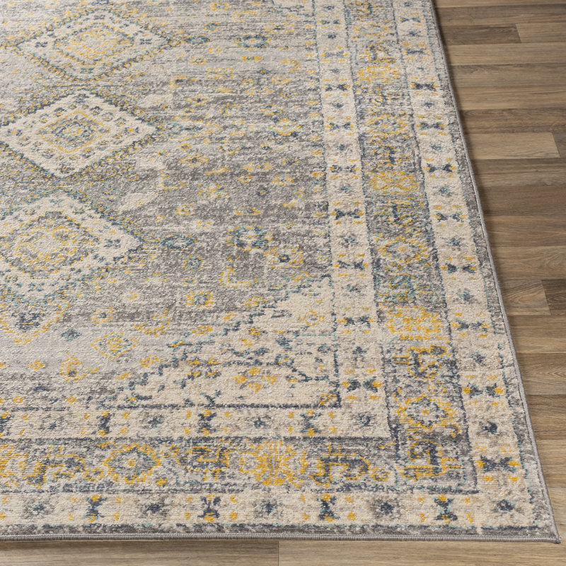 Tapis gris clair / beige tissé à la machine Worsley, Rectangle 8 pi 10 po x 12 pi