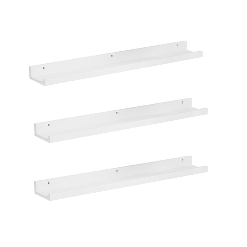 5.08 cm H x 91.44 cm W Floating Shelf Bookcase, White