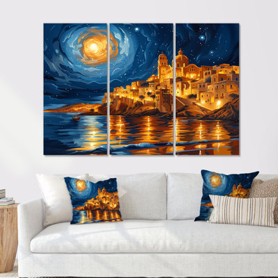Moonlit Egypt In Starry Night Desert Scene II - Egypt Wall Art Print Set