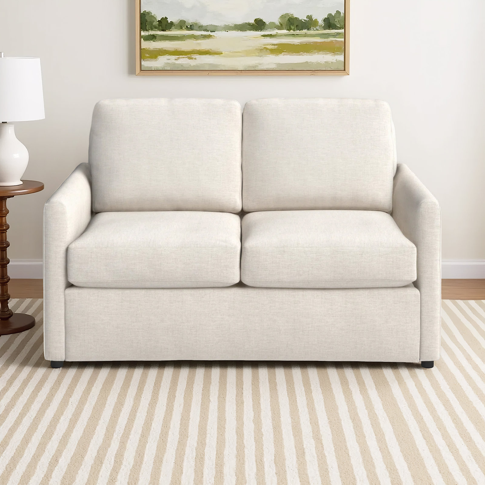 Savannah 58'' Upholstered Loveseat, Nomad Snow Crypton® Chenille