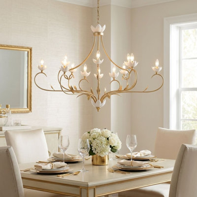 Muse 12-Light Chandelier in French Gold and White Cashmere by Breegan Jane
