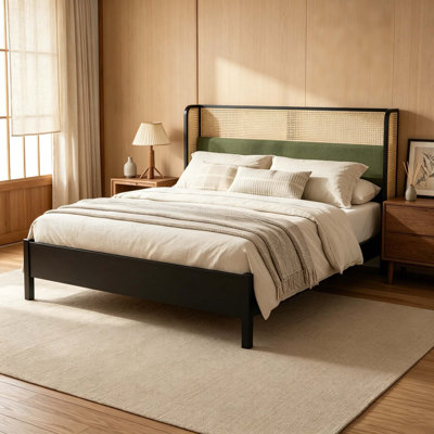 Bed Frame with Green Headboard