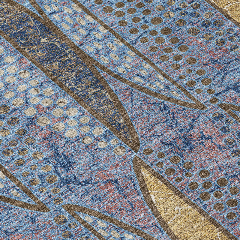 Machine Washable Indoor/Outdoor Chantille ACN2711 Casual Rug, Blue, 8' Round