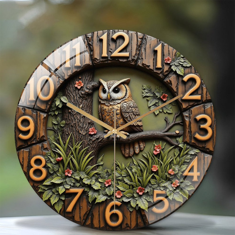 Horloge murale hibou 12 po
