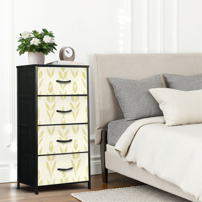 4 Drawer Dresser for Bedroom, Narrow Chest of Drawers, Wooden Top and Study Iron Frame 18"x37.5"-(WxH)