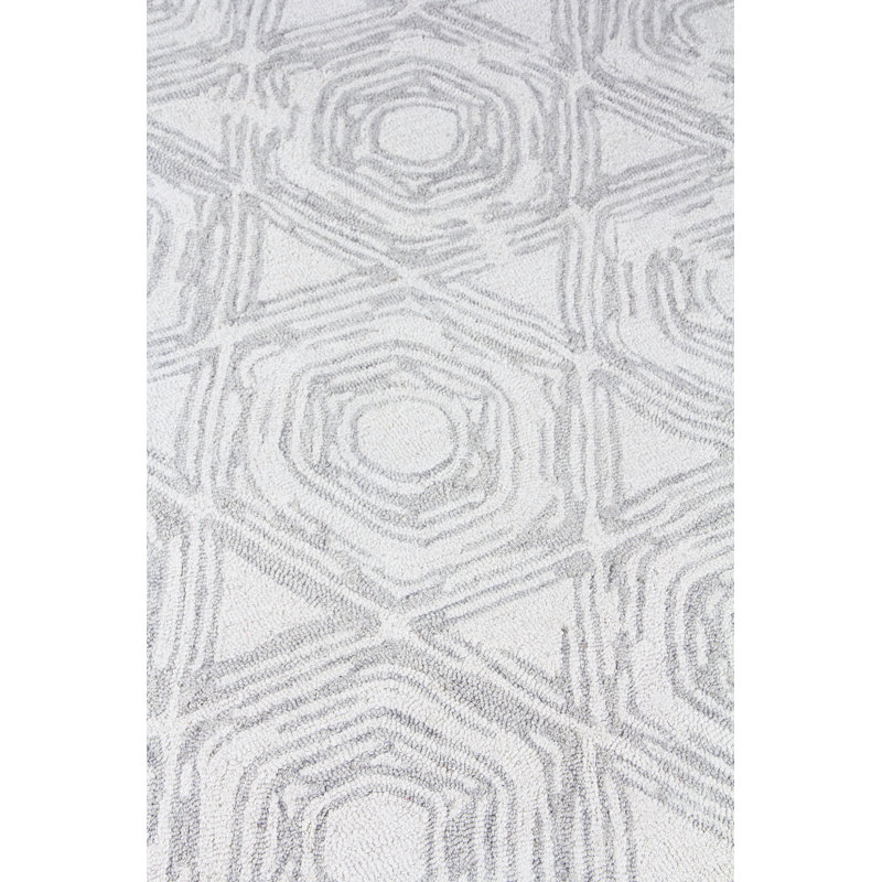 Caprice Wool Geometric Area Rug, Rectangle 6' x 9', Ivory/Silver