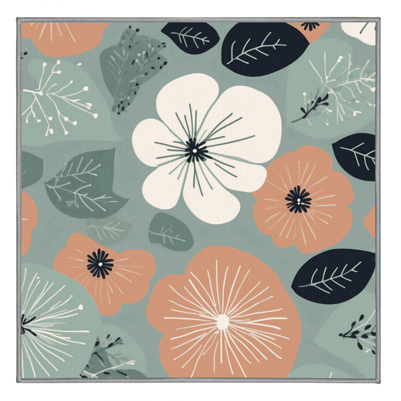 Floral Echo Rug, Square 3'