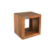 Goa Cube Solid Wood Floor Shelf End Table