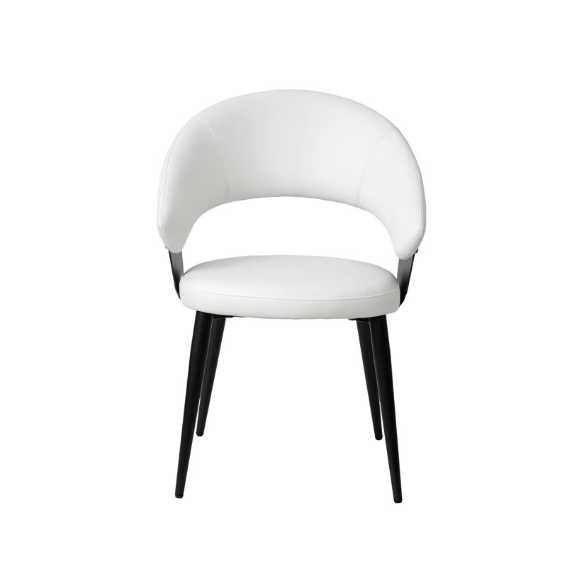 Chaise d'appoint moderne en similicuir et métal, White