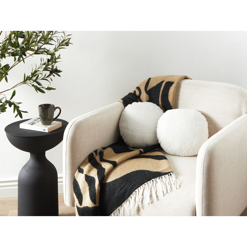 RUTABAGA Circular Throw Cushion, White 