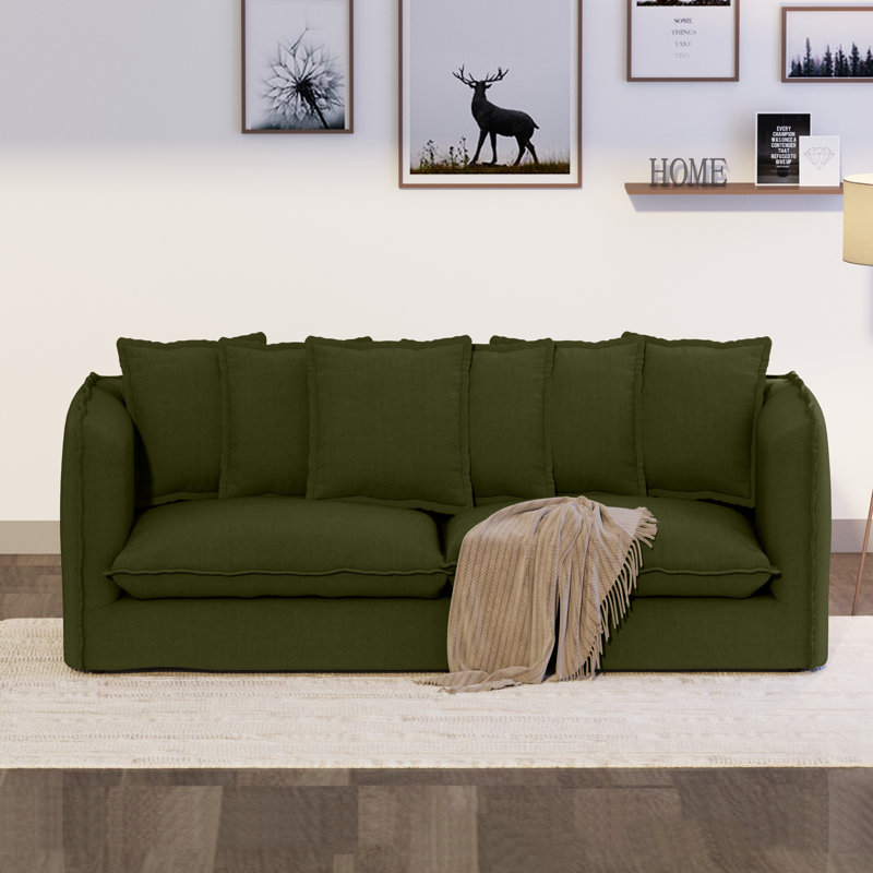 Castina 80" Fabric Upholstered Contemporary Sofa Slipcovered Sofa Couches with Accent Pillows, Washable Slipcover