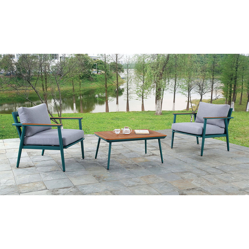 Ensemble bistro rectangulaire en aluminium pour 2 personnes avec coussins Ibon