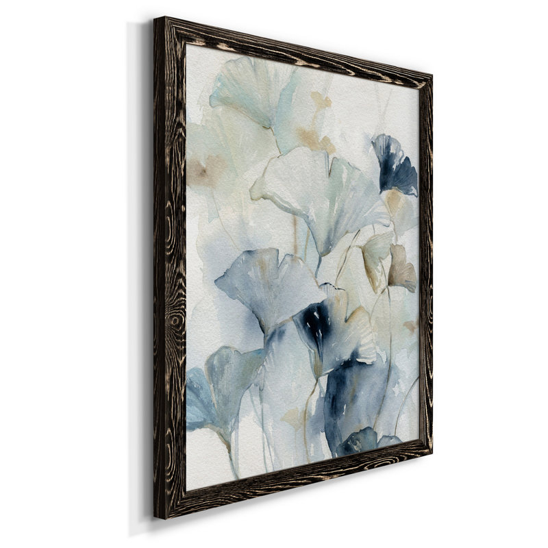 Indigo Ginkgo I - peinture sur toile encadrée, H 44 po x l 31 po x P 1 po, Noir