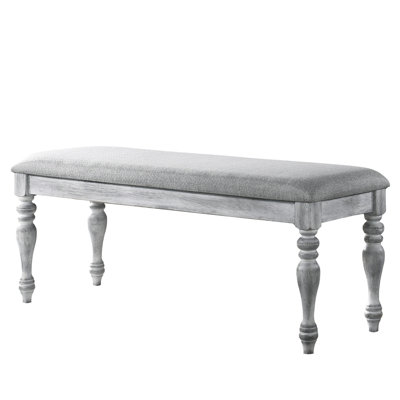 Rustic White Bench With Comfortable Padding And Stable Construction Soft Upholstery Leg Assembly