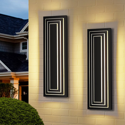 Applique murale d'extérieur 15,7 po à 3 niveaux DEL, lumières murales extérieures modernes, blanc chaud 24 W 3 000 K, luminaires extérieurs