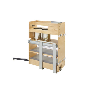 Wood Vanity Cabinet Outlet Pullout Grooming Organizer W/ Soft-Close