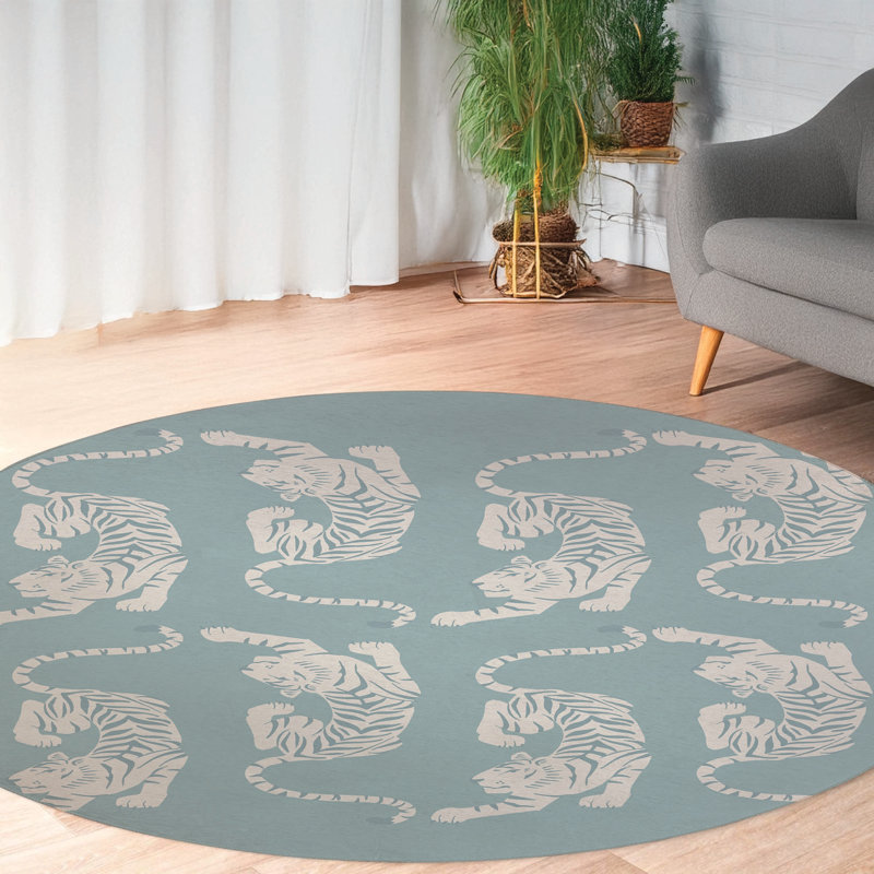 Hey Tiger Area Rug, Round 5'