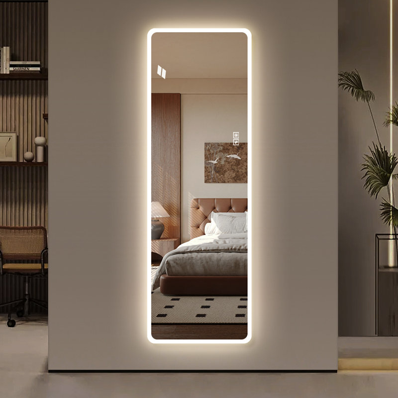 Miroir mural moderne à DEL pleine longueur à intensité variable en trois couleurs à intensité variable HD, 65" x 21.6"