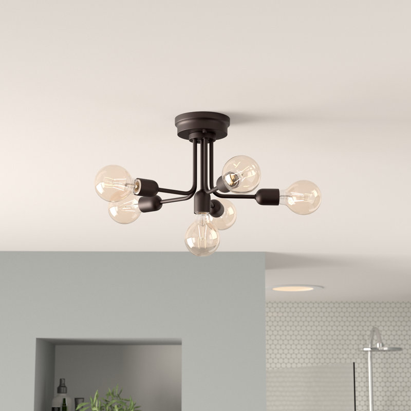 Plafonnier semi-encastré sphérique 20 po Delphi 6 lumières