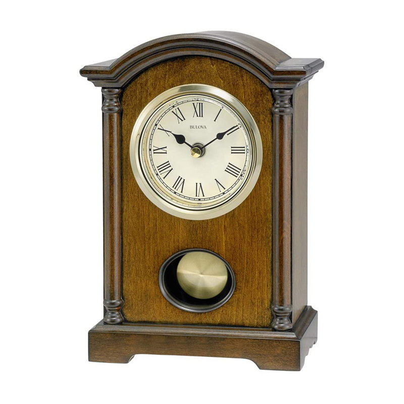 Traditional Roman Numeral Solid Wood Quartz Movement / Crystal Tabletop Clock with Alarm in